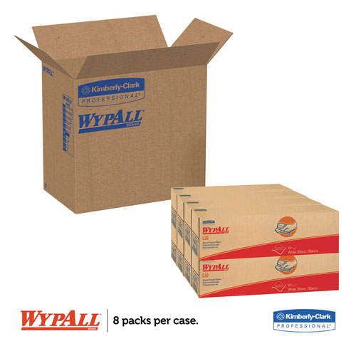 WypAll® L30 Towels, POP-UP Box, 16.4 x 9.8, White, 100/Box, 8 Boxes/Carton
