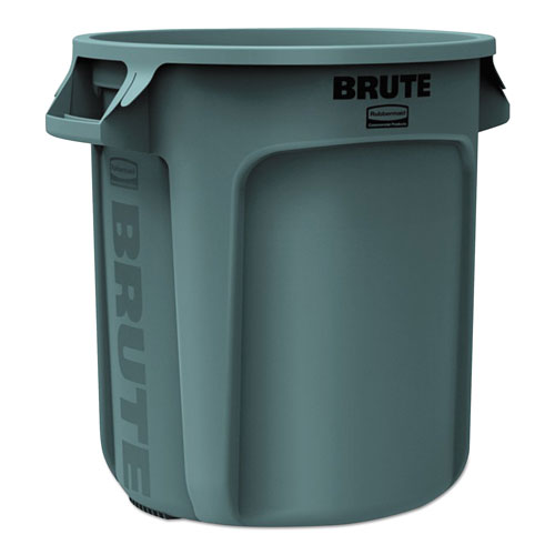 Rubbermaid Vented Round Brute Container, 10 gal, Plastic, Gray