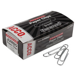 Acco Paper Clips, Jumbo, Silver, 1,000/Pack (ACC72500)