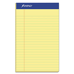 Ampad Perforated Writing Pads, Narrow Rule, 50 Canary-Yellow 5 x 8 Sheets, Dozen (AMP20204)
