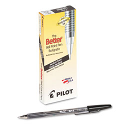 Pilot Better Stick Ballpoint Pen, Medium 1mm, Black Ink, Smoke Barrel, Dozen (PIL35711)