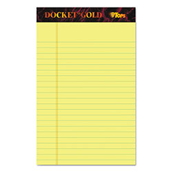 TOPS Docket Gold Ruled Perforated Pads, Narrow Rule, 50 Canary-Yellow 5 x 8 Sheets, 12/Pack (TOP63900)