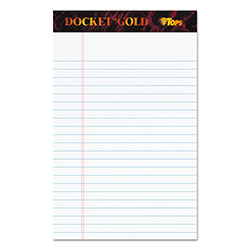 TOPS Docket Gold Ruled Perforated Pads, Narrow Rule, 50 White 5 x 8 Sheets, 12/Pack (TOP63910)