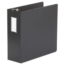 Universal Deluxe Non-View D-Ring Binder with Label Holder, 3 Rings, 4" Capacity, 11 x 8.5, Black (UNV20706)