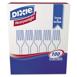 Dixie Plastic Cutlery, Heavyweight Forks, White, 1,000/Carton (DIXFH207)