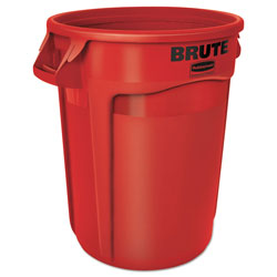 Rubbermaid Vented Round Brute Container, 32 gal, Plastic, Red (2632RD)