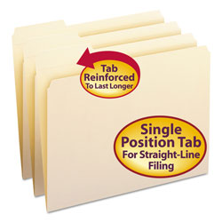 Smead Reinforced Tab Manila File Folders, 1/3-Cut Tabs, Left Position, Letter Size, 11 pt. Manila, 100/Box (SMD10335)