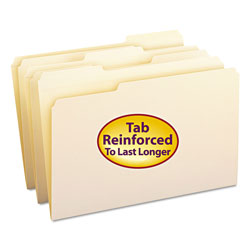 Smead Reinforced Tab Manila File Folders, 1/3-Cut Tabs, Legal Size, 11 pt. Manila, 100/Box (SMD15334)