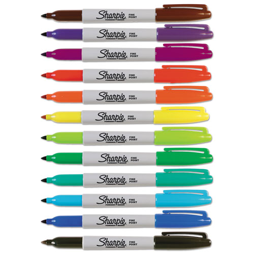 Sharpie® Fine Tip Permanent Marker, Assorted Colors, 12/Set