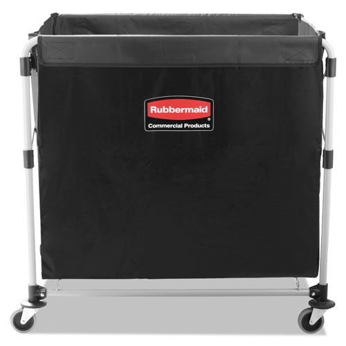 Rubbermaid One-Compartment Collapsible X-Cart, Synthetic Fabric, 9.96 cu ft Bin, 24.1" x 35.7" x 34", Black/Silver