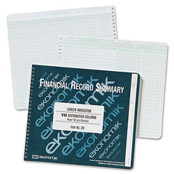 Ekonomik Systems Wirebound Check Register Accounting System, 8 3/4 x 10, 40 Pages (EKODD)