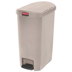 Rubbermaid Slim Jim Resin Step-On Container, End Step Style, 13 gal, Beige (RCP1883459)