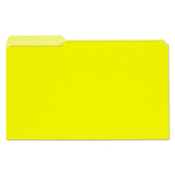 Universal Interior File Folders, 1/3-Cut Tabs: Assorted, Legal Size, 11-pt Stock, Yellow, 100/Box (UNV15304)