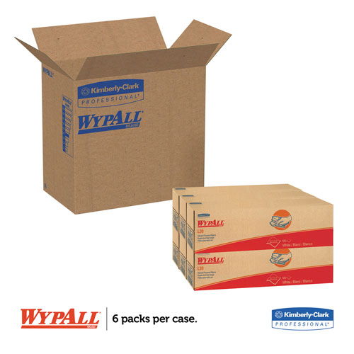 WypAll® L30 Towels, POP-UP Box, 9.8 x 16.4, White, 120/Box, 6 Boxes/Carton