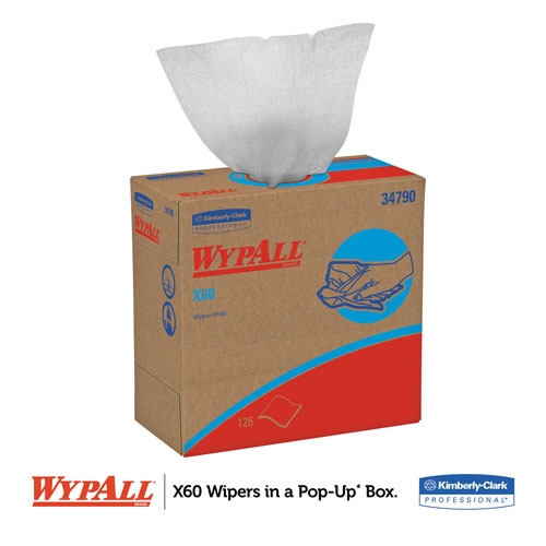 WypAll® General Clean X60 Cloths, POP-UP Box, 8.34 x 16.8, White, 118/Box, 10 Boxes/Carton