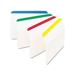 Post-it® 2" Angled Tabs, Lined, 1/5-Cut Tabs, Assorted Primary Colors, 2" Wide, 24/Pack (MMM686A1)