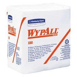 WypAll® Power Clean X80 Heavy Duty Cloths, 1/4 Fold, 12.5 x 12, White, 50/Box, 4 Boxes/Carton (41026KIM)