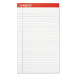 Universal Perforated Ruled Writing Pads, Wide/Legal Rule, Red Headband, 50 White 8.5 x 14 Sheets, Dozen orginal image