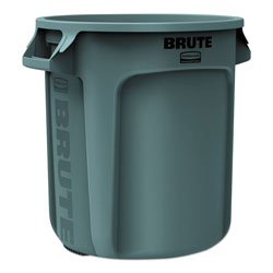 Rubbermaid Vented Round Brute Container, 10 gal, Plastic, Gray (2610GY)