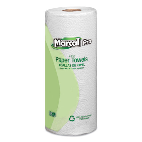 Marcal 100% Premium Recycled Towels, 2-Ply, 11 x 9, White, 70/Roll, 30 Rolls/Carton