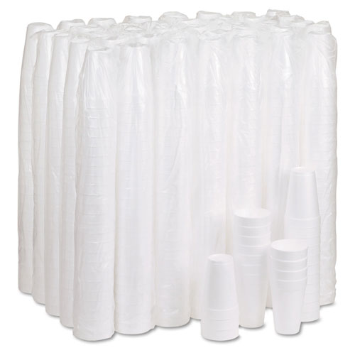 Dart Foam Drink Cups, 16oz, White, 25/Bag, 40 Bags/Carton
