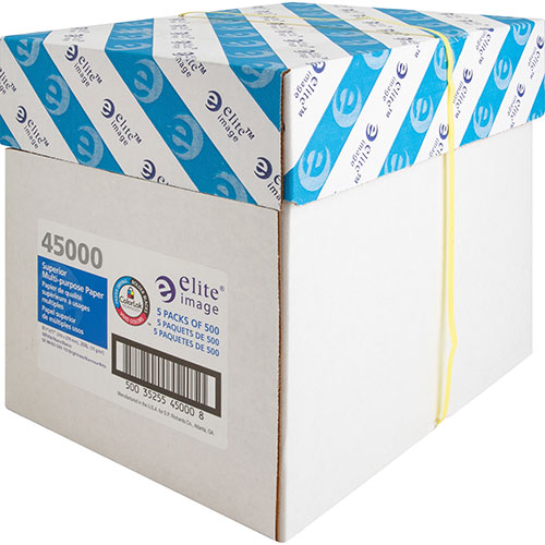 Elite Image White Multipurpose Paper, 8 1/2 x 11 (Letter), 96 Bright, 20 lb, 500 Sheets Per Ream, Case of 5 Reams