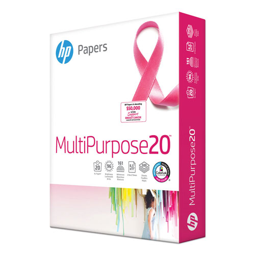 HP MultiPurpose20 Paper, 96 Bright, 20lb, 8-1/2 x 11, White, 500 Sheets/Ream