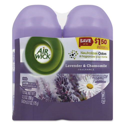 Air Wick Freshmatic Ultra Spray Refill, Lavender/Chamomile, Aerosol, 5.89oz, 2/Pack, 3 Packs/Carton