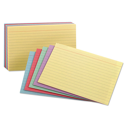 Oxford Ruled Index Cards, 5 x 8, Blue/Violet/Canary/Green/Cherry, 100/Pack