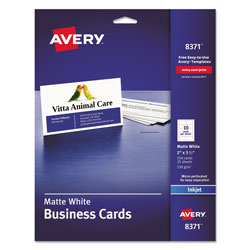 Avery Printable Microperf Business Cards, Inkjet, 2 x 3 1/2, White, Matte, 250/Pack (AVE08371)
