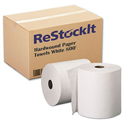 ReStockIt Hardwound Paper Towel, 8" x 800', White, 1-Ply, 6 Rolls/Case, 4800' per Case (RES-560)