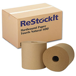 ReStockIt Hardwound Paper Towels , 8" x 800', Natural, 1-Ply, 6 Rolls/Case, 4800' per case (RES-563)