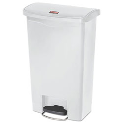 Rubbermaid Slim Jim Resin Step-On Container, Front Step Style, 13 gal, White (RCP1883557)