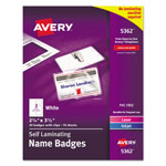 Avery Self-Laminating Laser/Inkjet Printer Badges, 2 1/4 x 3 1/2, White, 30/Box orginal image