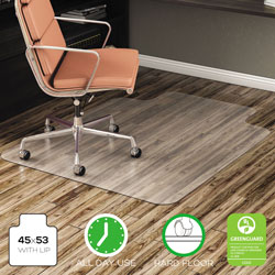 Deflecto EconoMat All Day Use Chair Mat for Hard Floors, 45 x 53, Wide Lipped, Clear (DEFCM21232)