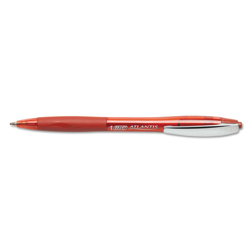 Bic Atlantis Retractable Ballpoint Pen, Medium 1mm, Red Ink/Barrel,