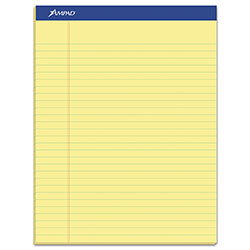 Ampad Perforated Writing Pads, Wide/Legal Rule, 50 Canary-Yellow 8.5 x 11.75 Sheets, Dozen