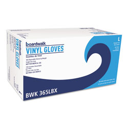 Boardwalk General Purpose Vinyl Gloves, Powder/Latex-Free, 2.6 mil, Large, Clear, 100/Box