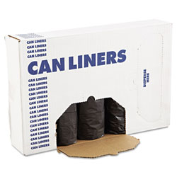 Boardwalk Low-Density Waste Can Liners, 60 gal, 0.65 mil, 38" x 58", Black, 25 Bags/Roll, 4 Rolls/Carton