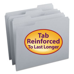 Smead Reinforced Top Tab Colored File Folders, 1/3-Cut Tabs, Letter Size, Gray, 100/Box