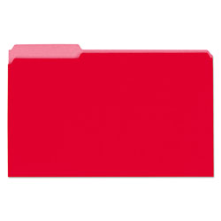 Universal Interior File Folders, 1/3-Cut Tabs: Assorted, Legal Size, 11-pt Stock, Red, 100/Box