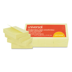 Universal Self-Stick Note Pads, 1.5" x 2", Yellow, 100 Sheets/Pad, 12 Pads/Pack