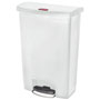 Rubbermaid Slim Jim Streamline Resin Step-On Container, Front Step Style, 24 gal, Polyethylene, White