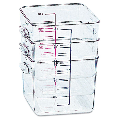 Rubbermaid Commercial SpaceSaver Square Containers, 2qt, 8 4/5w x 8 3/4d x 2 7/10h, Clear