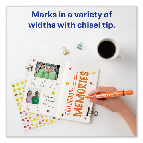 Avery MARKS A LOT Large Desk-Style Permanent Marker, Broad Chisel Tip, Orange, Dozen