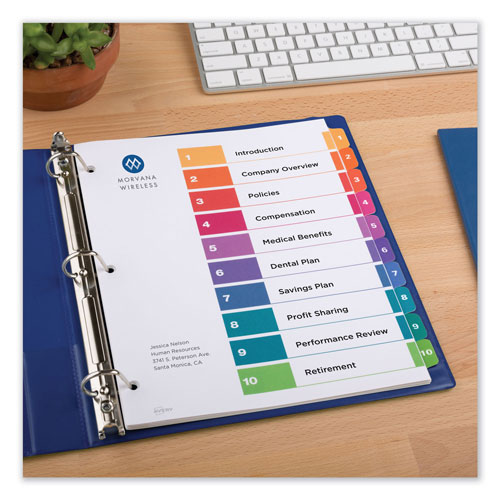 Avery Customizable TOC Ready Index Multicolor Dividers, 10-Tab, Letter