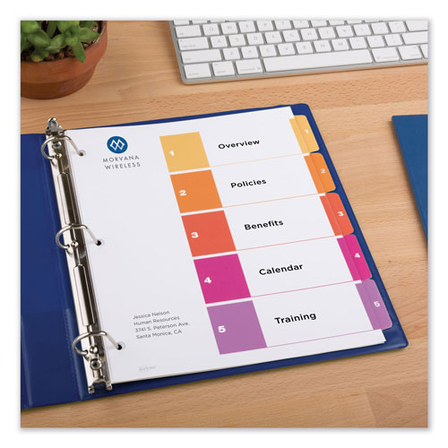 Avery Customizable TOC Ready Index Multicolor Dividers, 5-Tab, Letter, 6 Sets