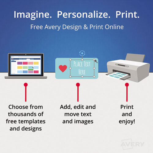 Avery Printable Adhesive Name Badges, 3.38 x 2.33, Blue Border, 100/Pack