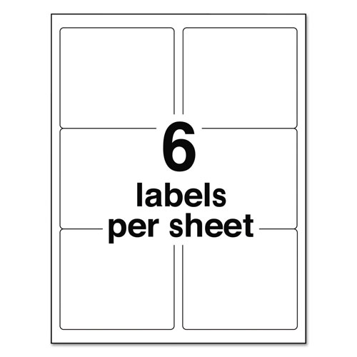 Avery Shipping Labels w/ TrueBlock Technology, Laser Printers, 3.33 x 4, White, 6/Sheet, 100 Sheets/Box