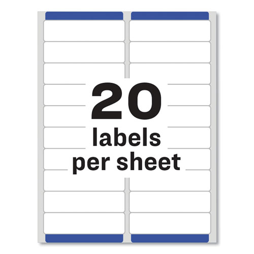 Avery Easy Peel White Address Labels w/ Sure Feed Technology, Laser Printers, 1 x 4, White, 20/Sheet, 250 Sheets/Box